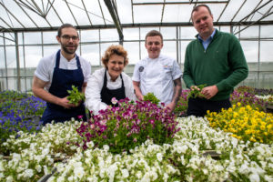 LtoR Josh Whitehead, Harewood Food &amp; Drink Project; Nick Brown, Black Swan at Oldstead; chef consultant Stephanie Moon, All About Food and Herbs Unlimited MD Philip Dodd